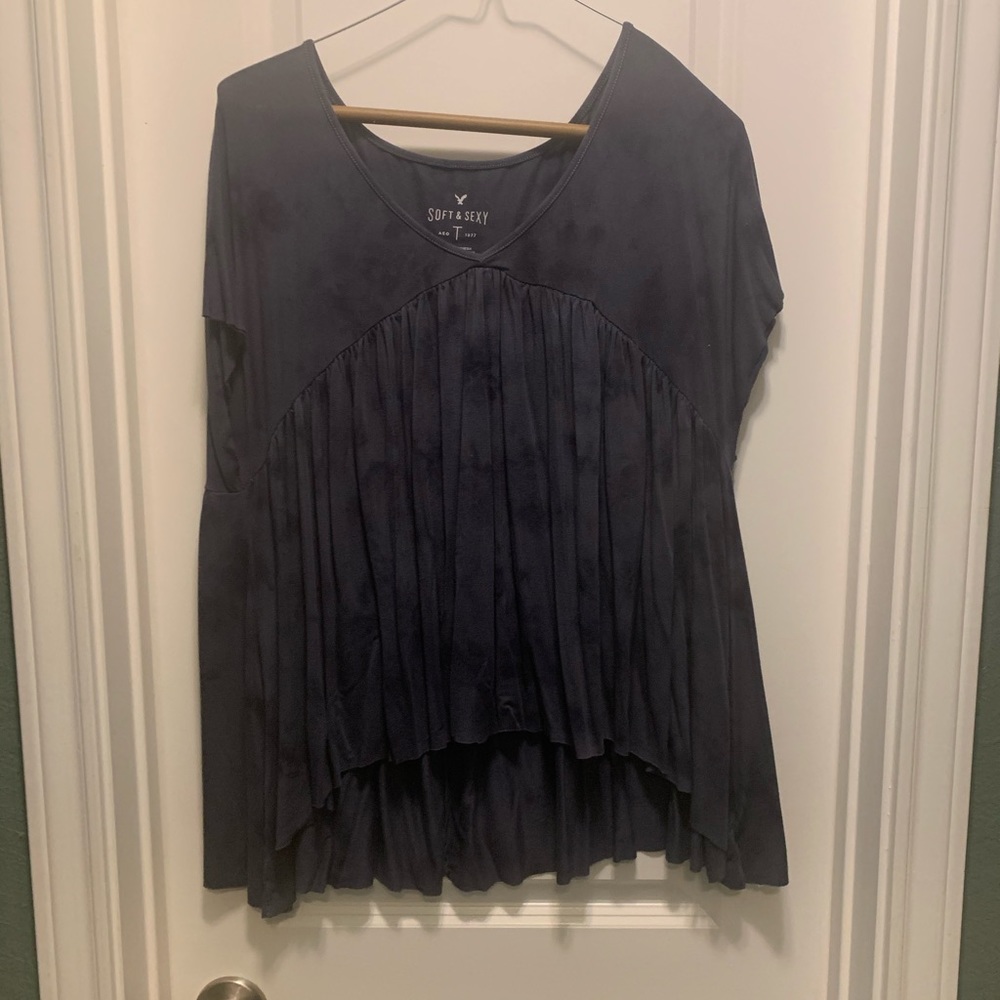 Navy Blue High-Low Top